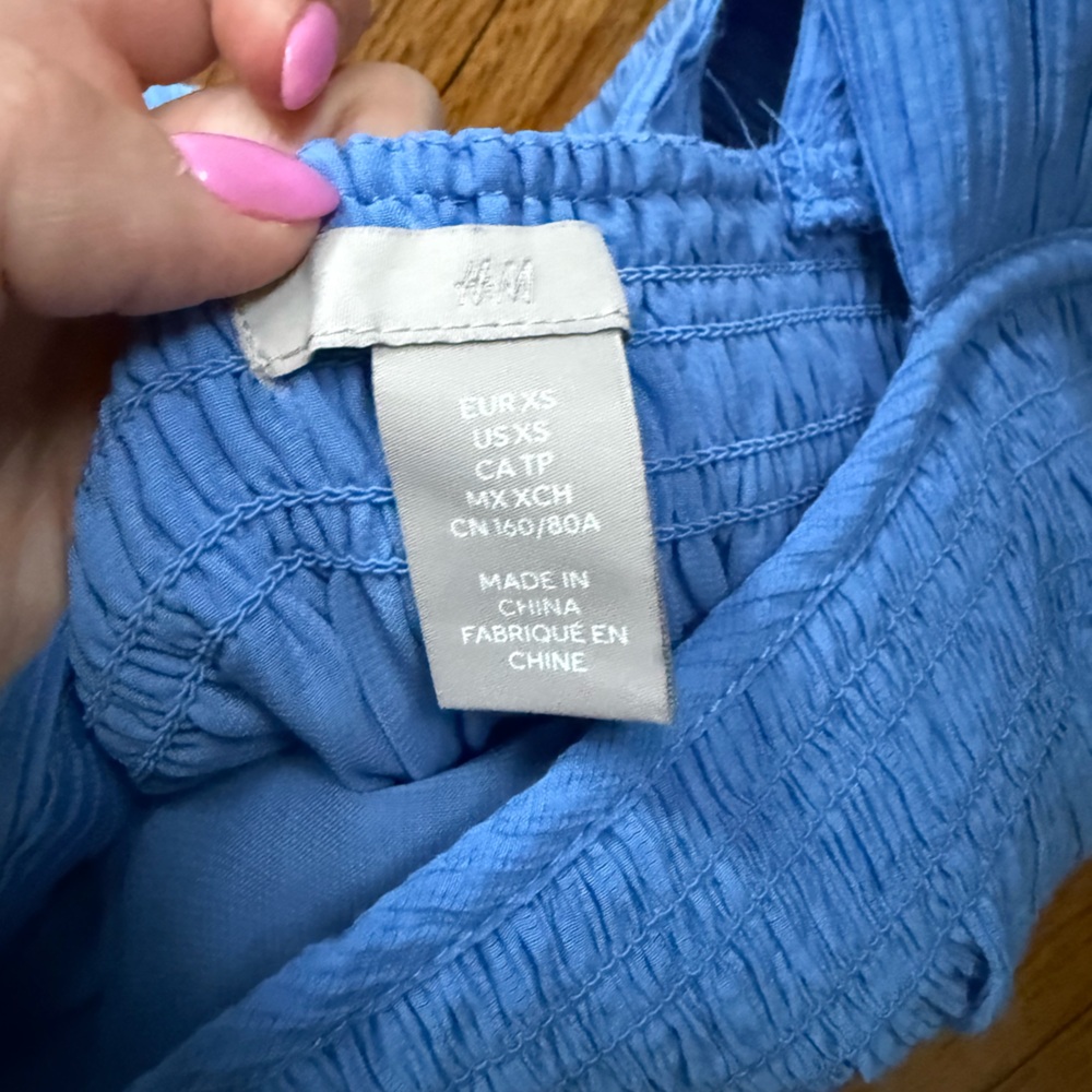H&M Bright Blue Smocked Maxi Dress - Size XS - Picture 2 of 3